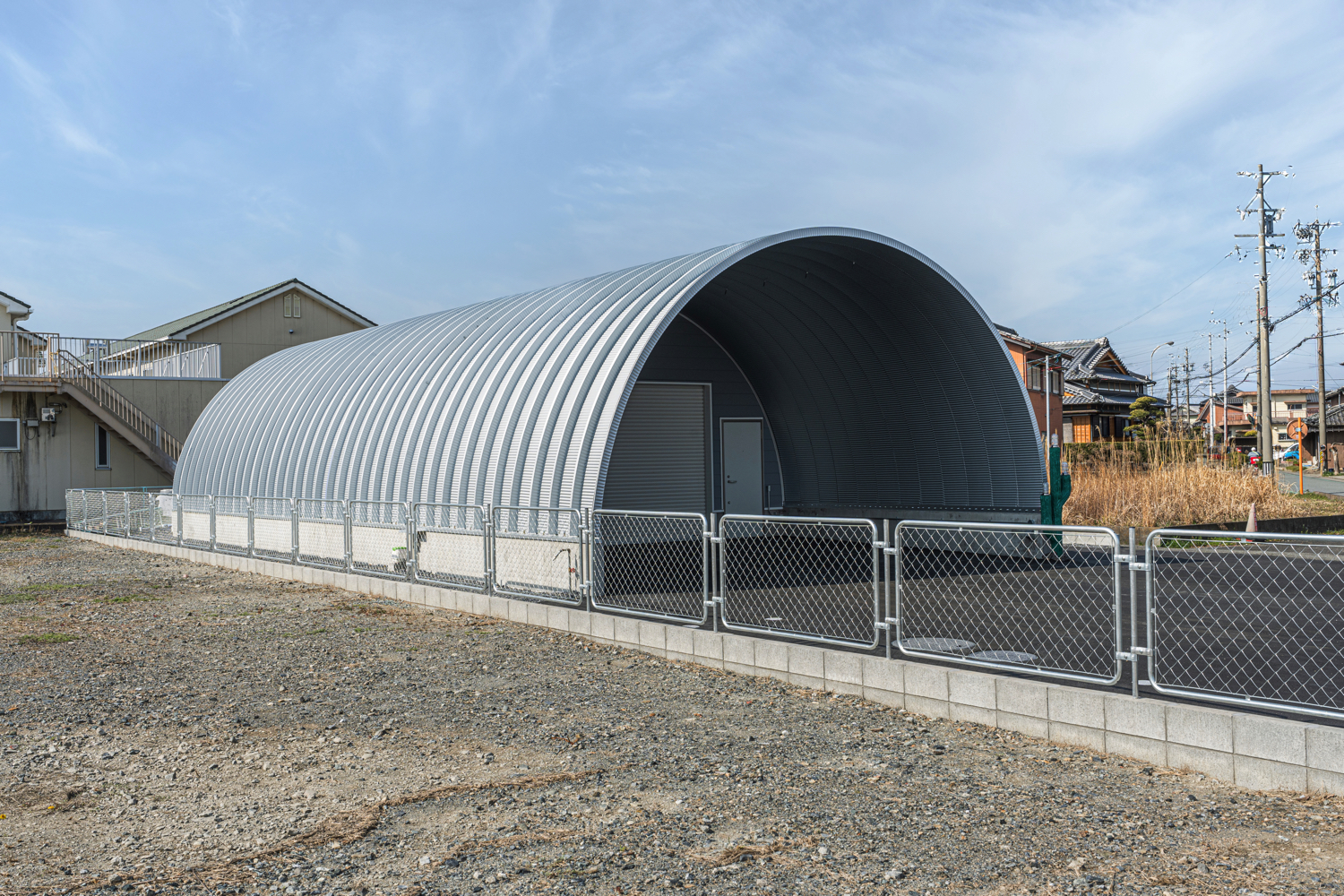 倉庫・作業場 スチールアーチ 間口7.0m 奥行16m 庇奥行き5.6m イメージ4