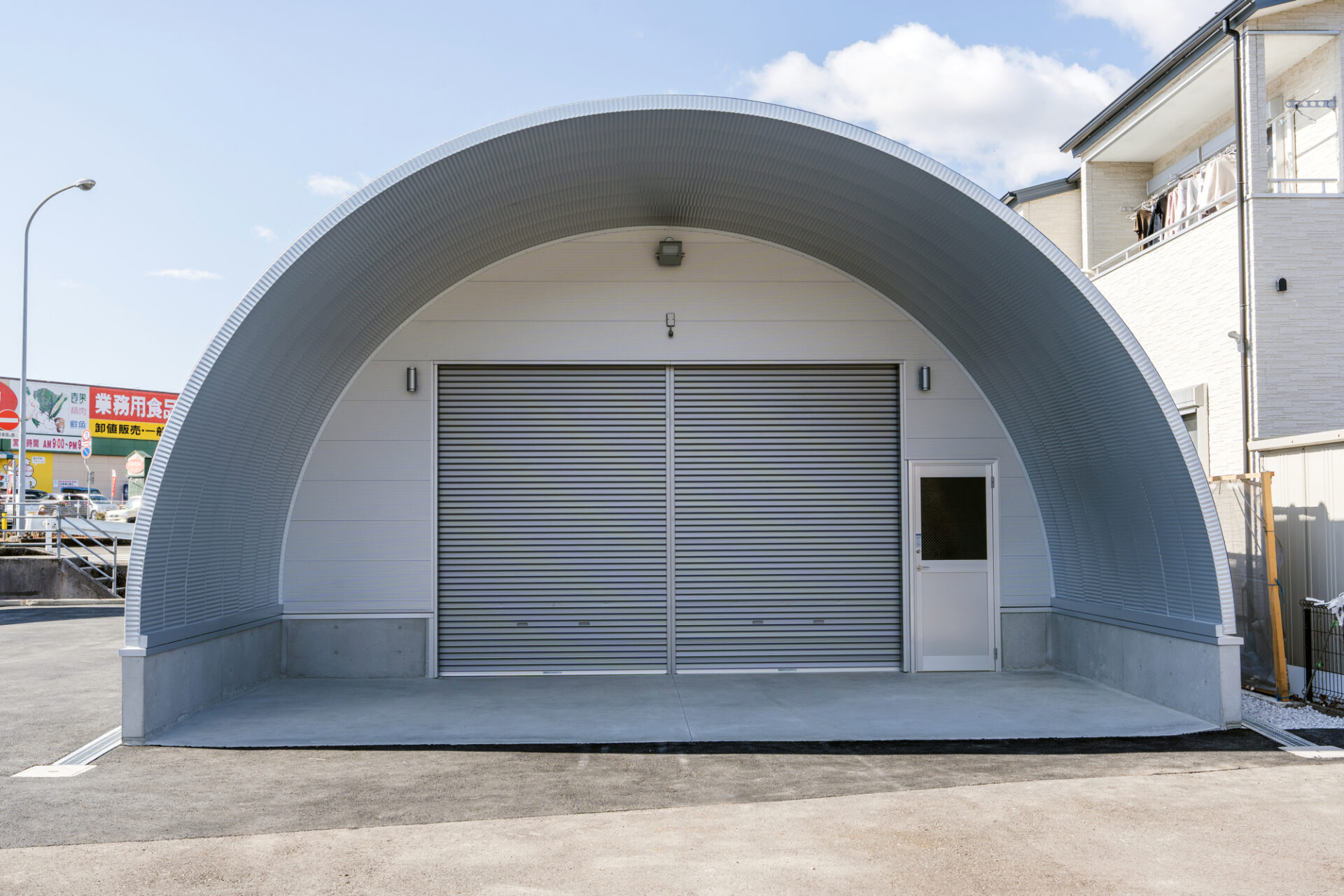 倉庫 スチールアーチ 間口7.5m 奥行15.8m 高さ4.35m イメージ